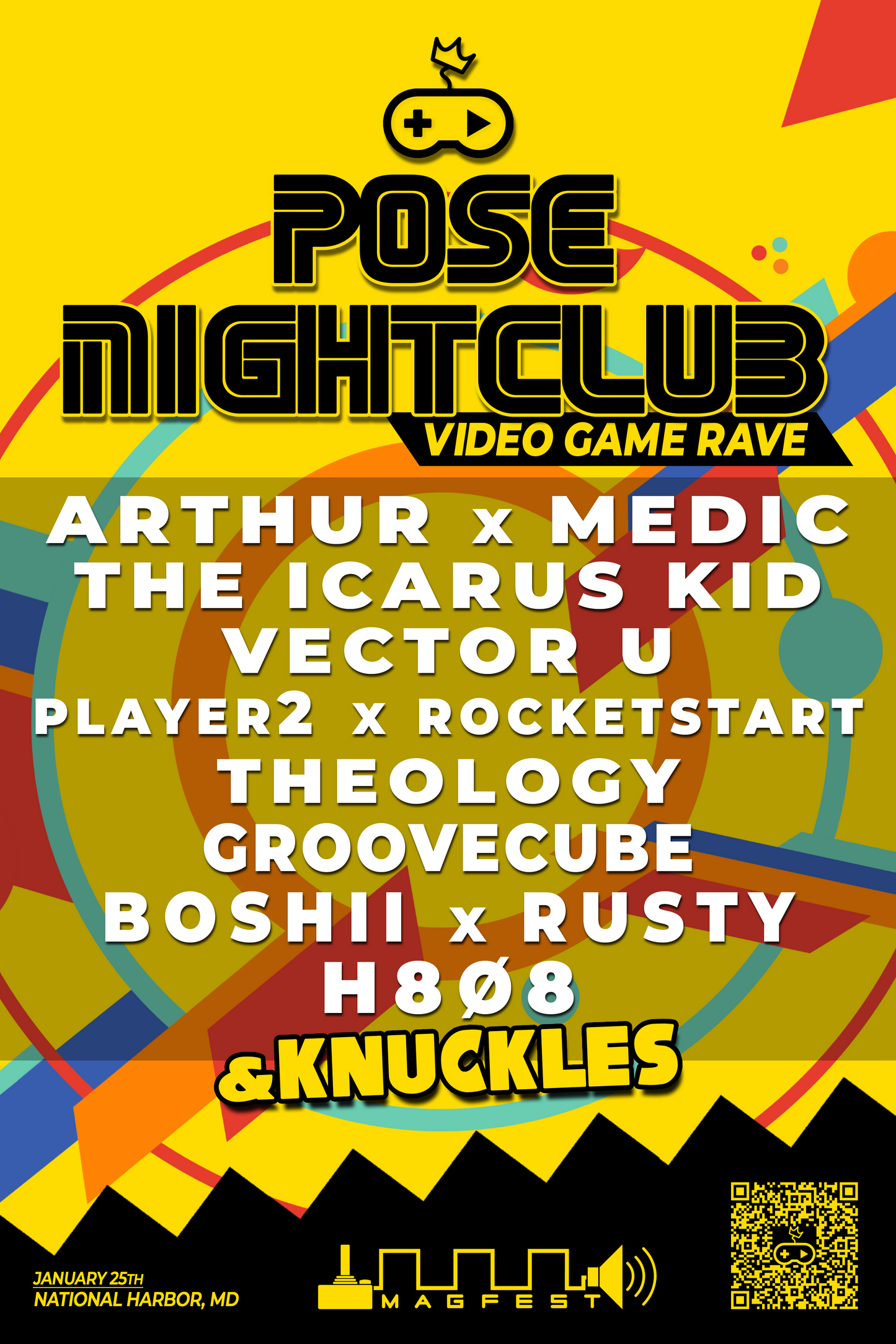 Video Game Rave | MAGFest 2025 | POSE NightClub | Event Flyer